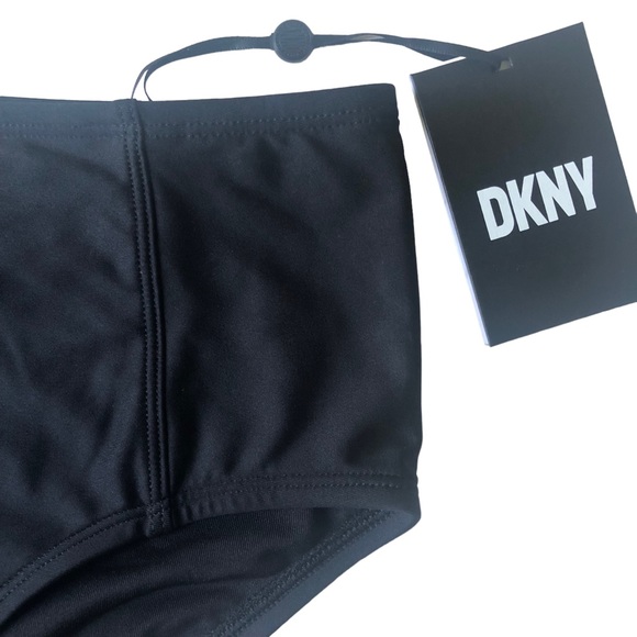 DKNY Retail $58 Black Seamed High-Waist Bikini Swim Bottoms Size Large - Picture 2 of 4